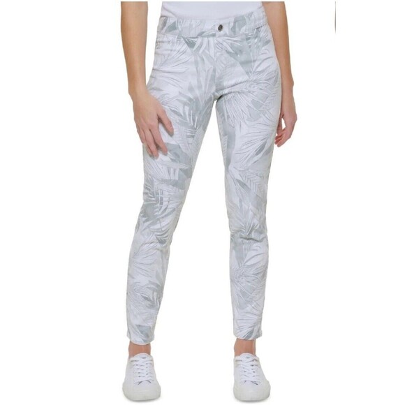 Calvin Klein‎ Gray Printed Cotton Straight Ankle Jeans Women's Size 4 Used - Picture 1 of 16